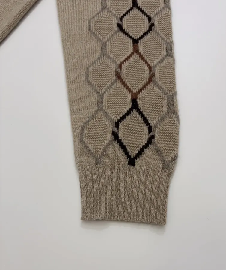 Loro Piana Jacquard knit wool crewneck top in As Shown, product view 06
