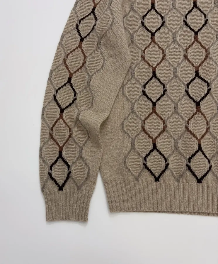 Loro Piana Jacquard knit wool crewneck top in As Shown, product view 08