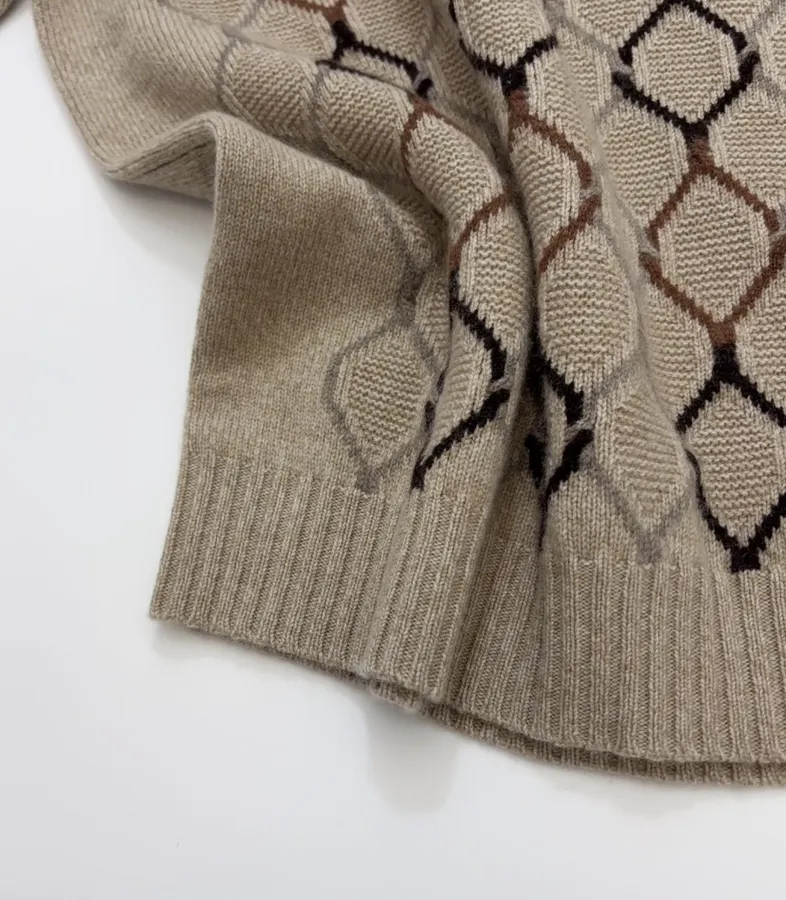 Loro Piana Jacquard knit wool crewneck top in As Shown, product view 09