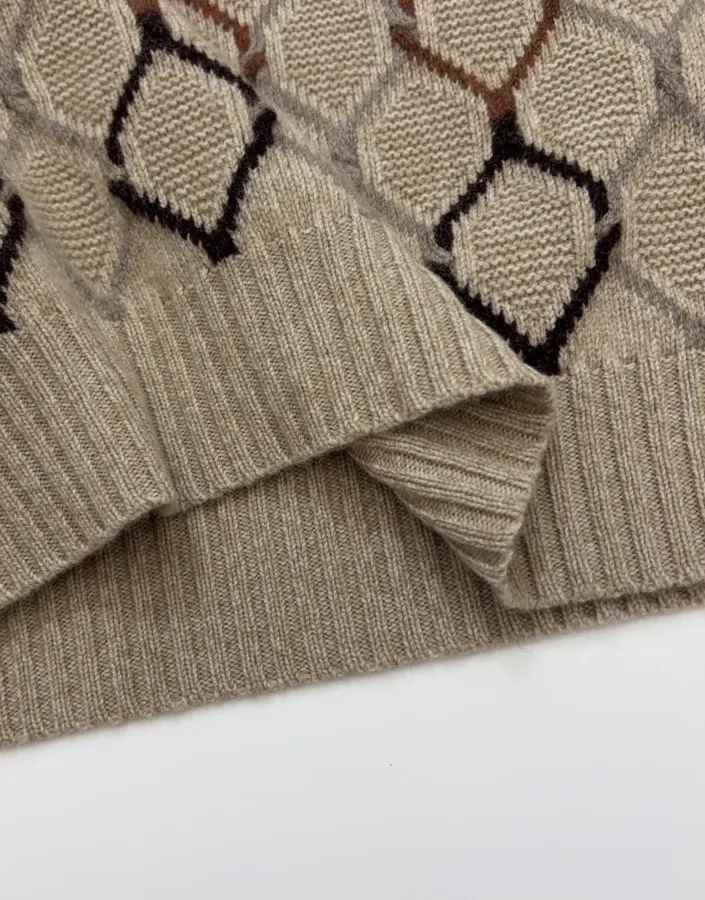 Loro Piana Jacquard knit wool crewneck top in As Shown, product view 10
