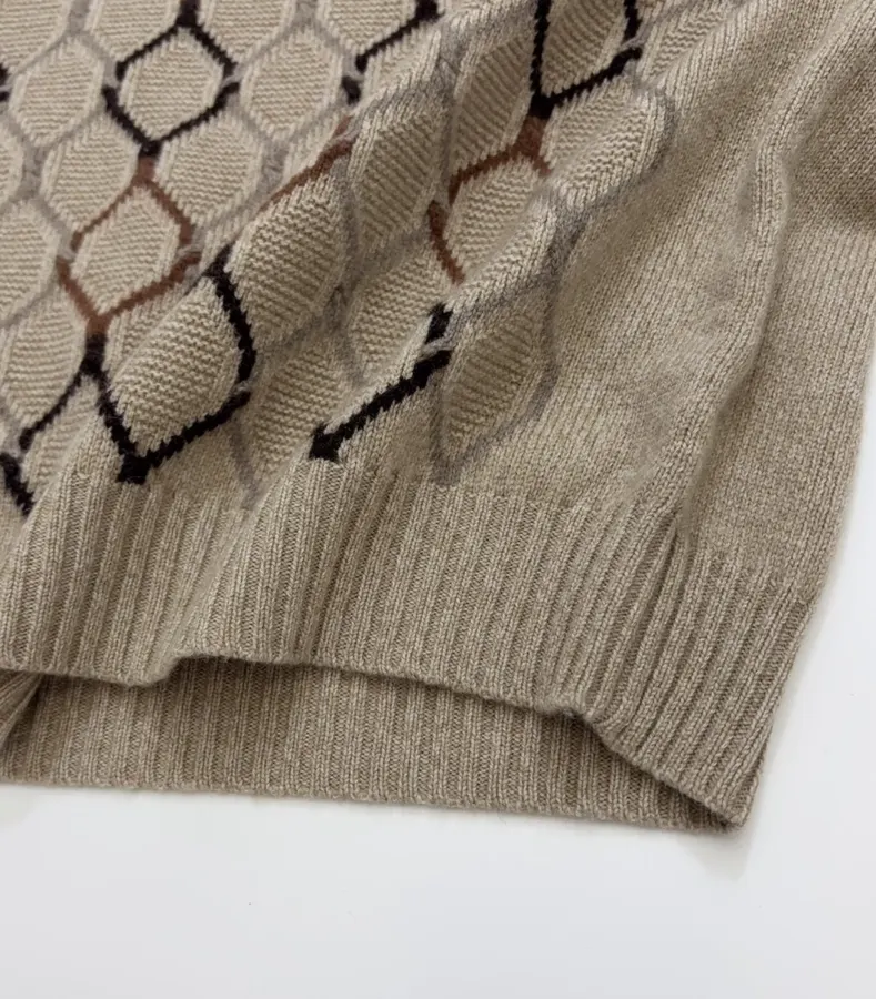 Loro Piana Jacquard knit wool crewneck top in As Shown, product view 12