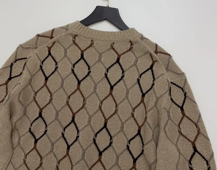 Loro Piana Jacquard knit wool crewneck top in As Shown, product view 14