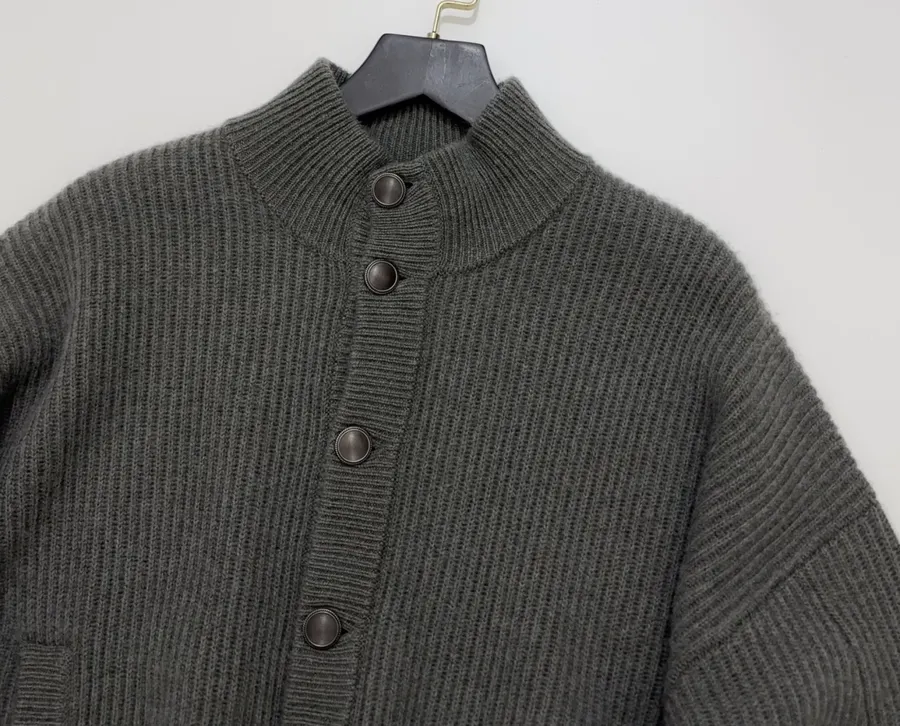 Brunello Cucinelli Collarless button-front ribbed knit cardigan in As Shown, product view 02