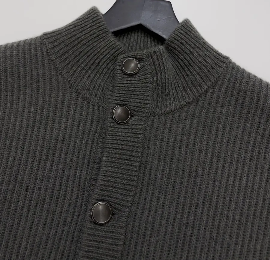 Brunello Cucinelli Collarless button-front ribbed knit cardigan in As Shown, product view 04