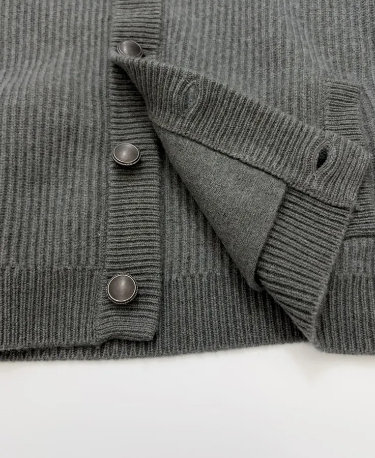 Brunello Cucinelli Collarless button-front ribbed knit cardigan in As Shown, product view 12