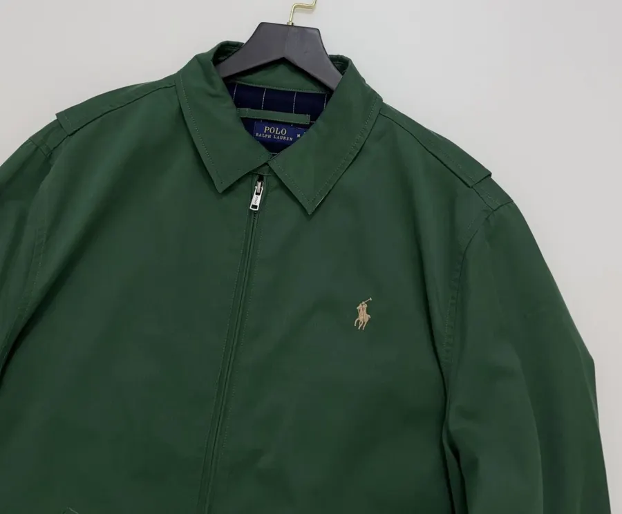 Polo Ralph Lauren Green Cotton Collared Zip Harrington Jacket in Green, product view 02