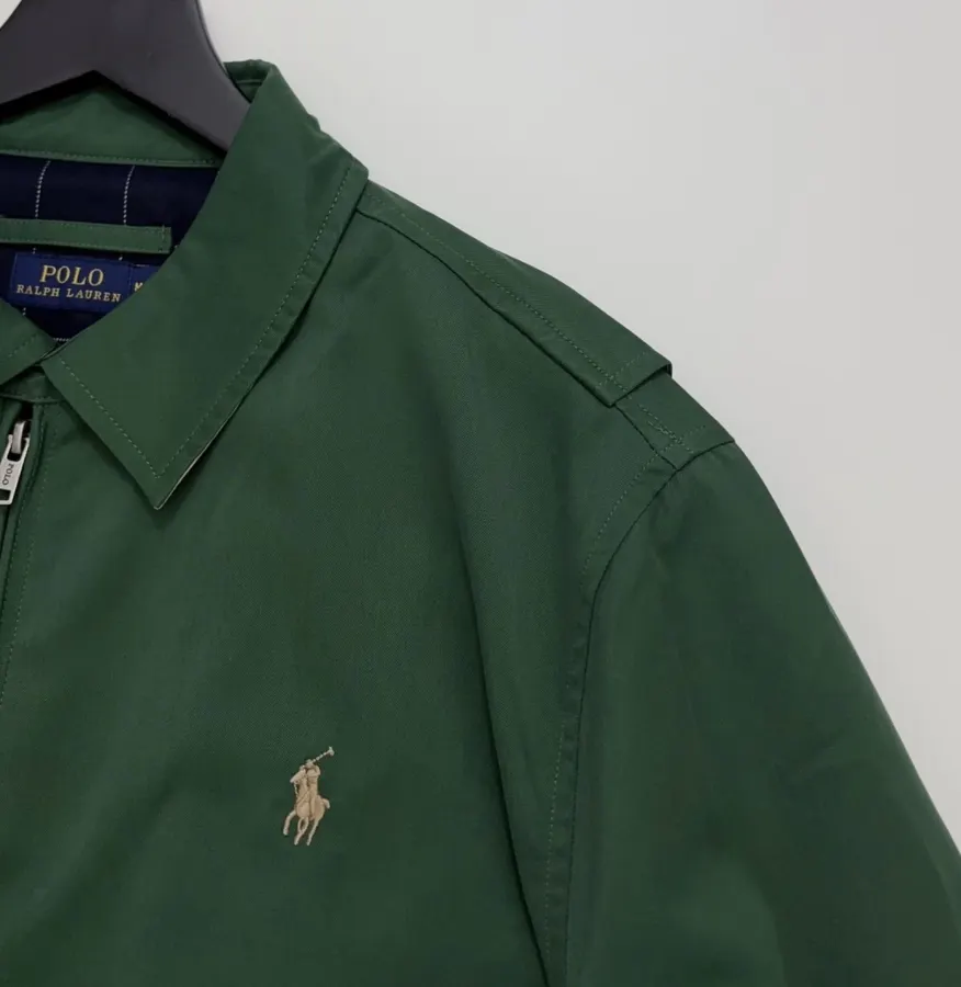 Polo Ralph Lauren Green Cotton Collared Zip Harrington Jacket in Green, product view 03