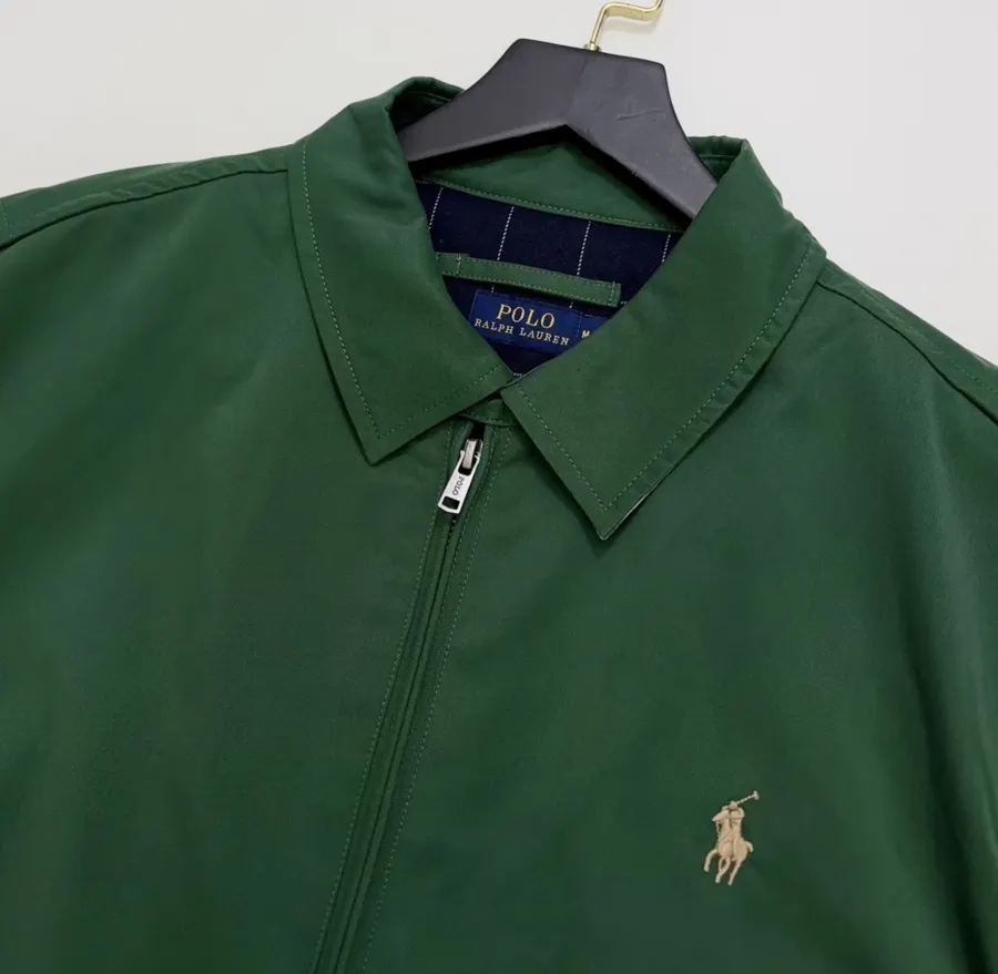 Polo Ralph Lauren Green Cotton Collared Zip Harrington Jacket in Green, product view 04