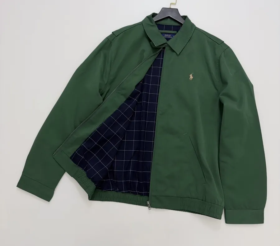 Polo Ralph Lauren Green Cotton Collared Zip Harrington Jacket in Green, product view 12