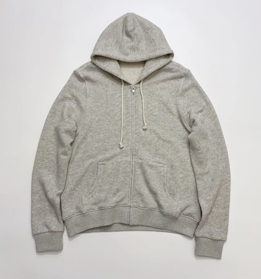 灰色毛圈内里拉链连帽卫衣，Heather Grey，产品主图