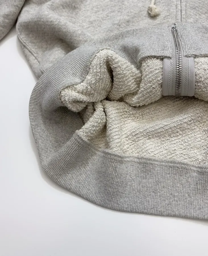 Heather Grey Terry-Lined Zip Hoodie in Heather Grey, product view 10