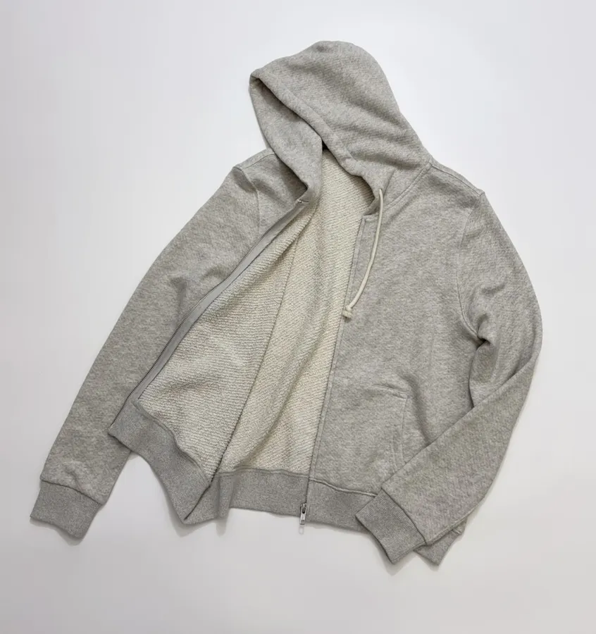 Heather Grey Terry-Lined Zip Hoodie in Heather Grey, product view 13