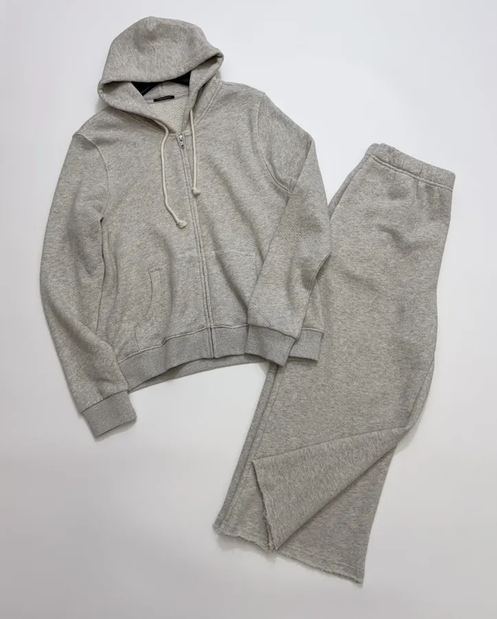 Heather Grey Terry-Lined Zip Hoodie in Heather Grey, product view 17
