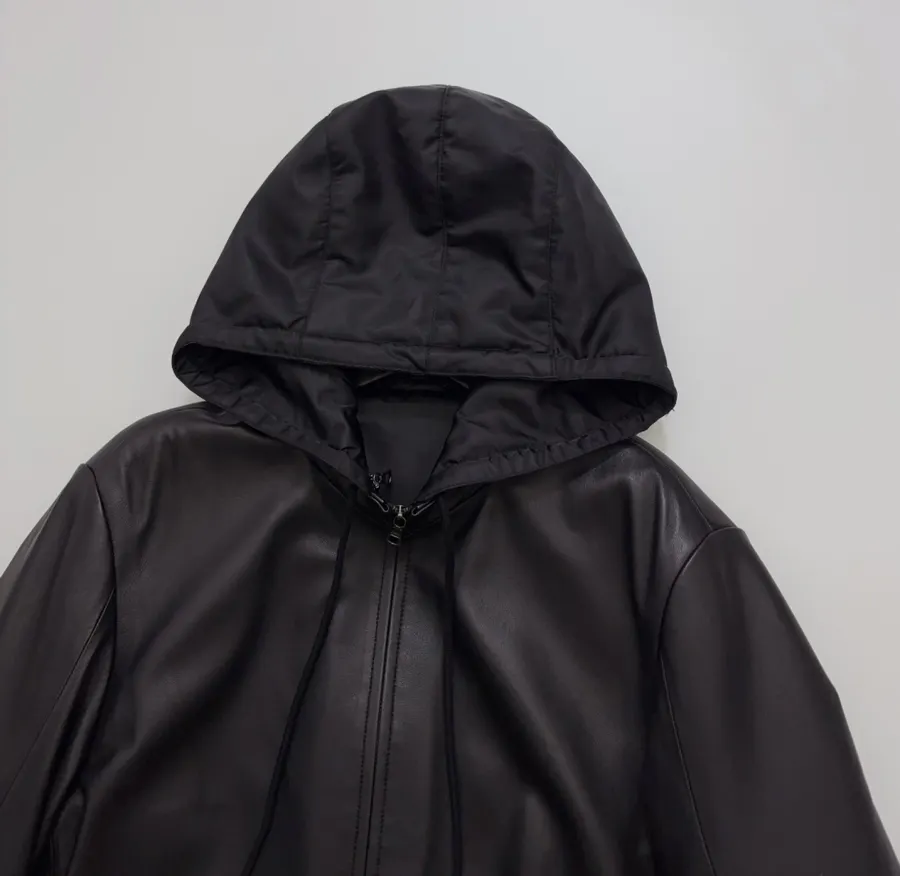 Independent-design detachable hooded premium soft sheepskin jacket in As Shown, product view 02