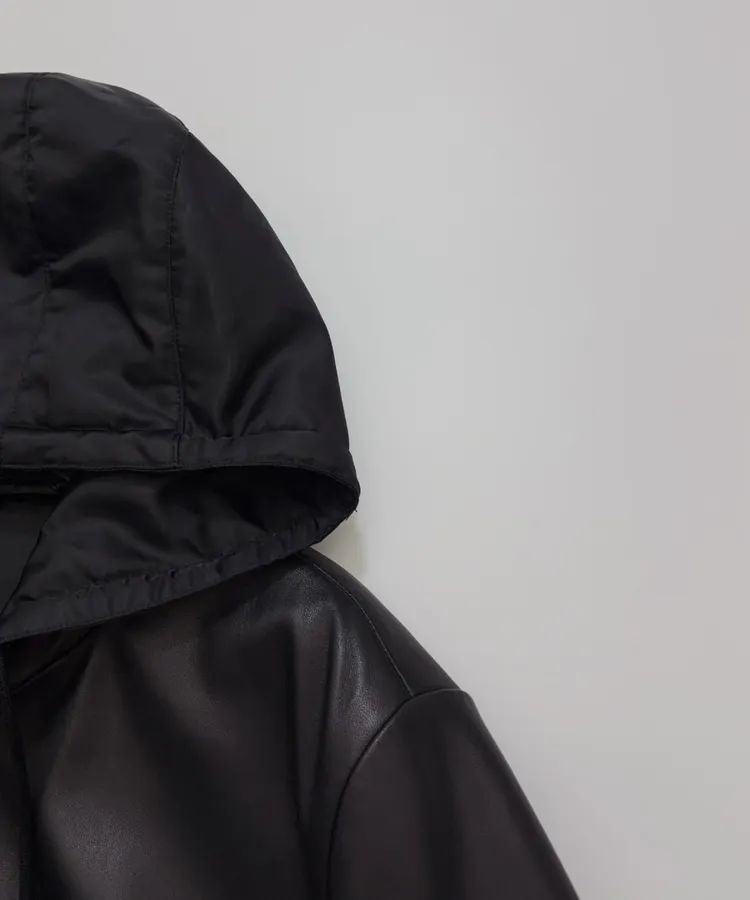 Independent-design detachable hooded premium soft sheepskin jacket in As Shown, product view 03