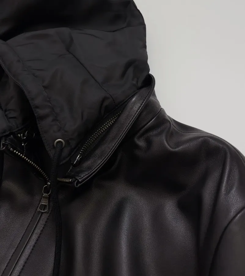 Independent-design detachable hooded premium soft sheepskin jacket in As Shown, product view 04