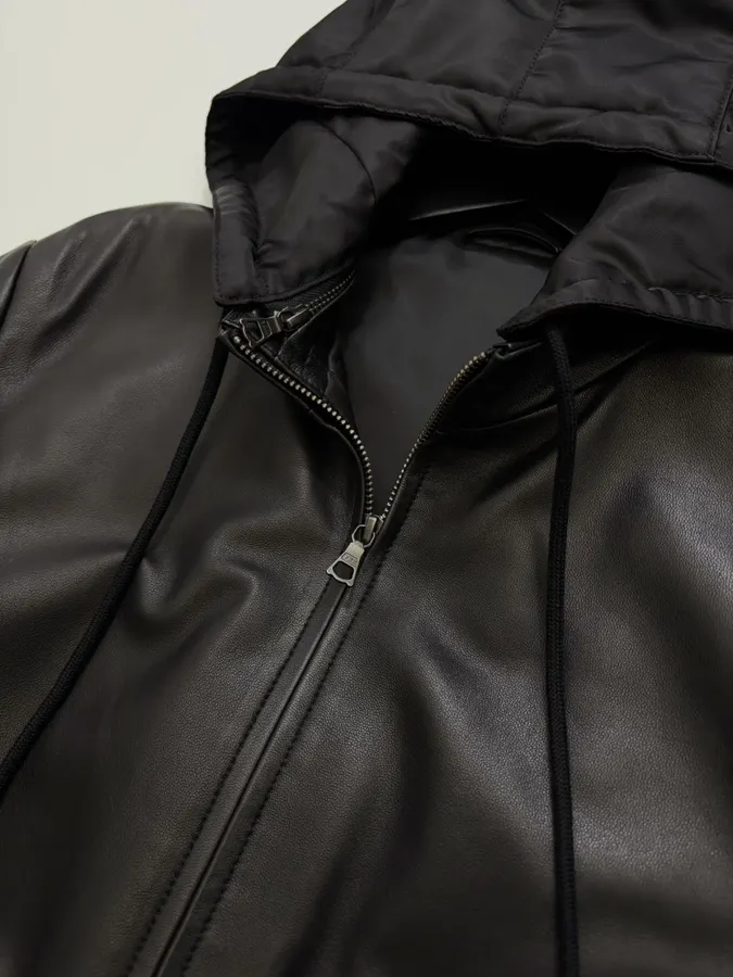 Independent-design detachable hooded premium soft sheepskin jacket in As Shown, product view 06