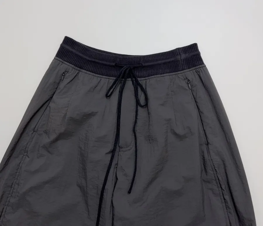 Lightweight warm cotton-style trousers with seaming details, drawstring waist, relaxed straight leg and tapered ankle in As Shown, product view 03