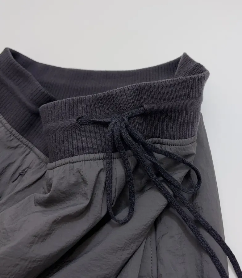 Lightweight warm cotton-style trousers with seaming details, drawstring waist, relaxed straight leg and tapered ankle in As Shown, product view 06