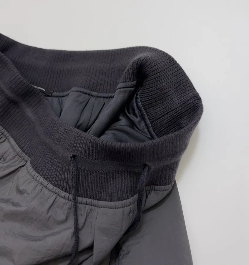 Lightweight warm cotton-style trousers with seaming details, drawstring waist, relaxed straight leg and tapered ankle in As Shown, product view 07