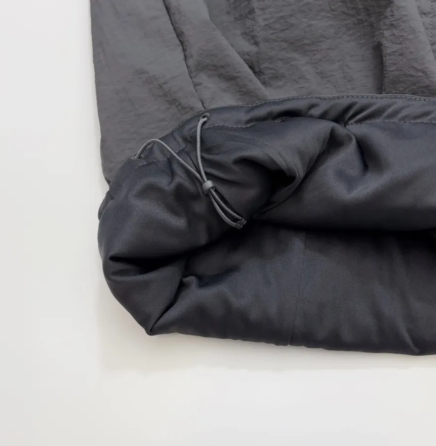 Lightweight warm cotton-style trousers with seaming details, drawstring waist, relaxed straight leg and tapered ankle in As Shown, product view 13