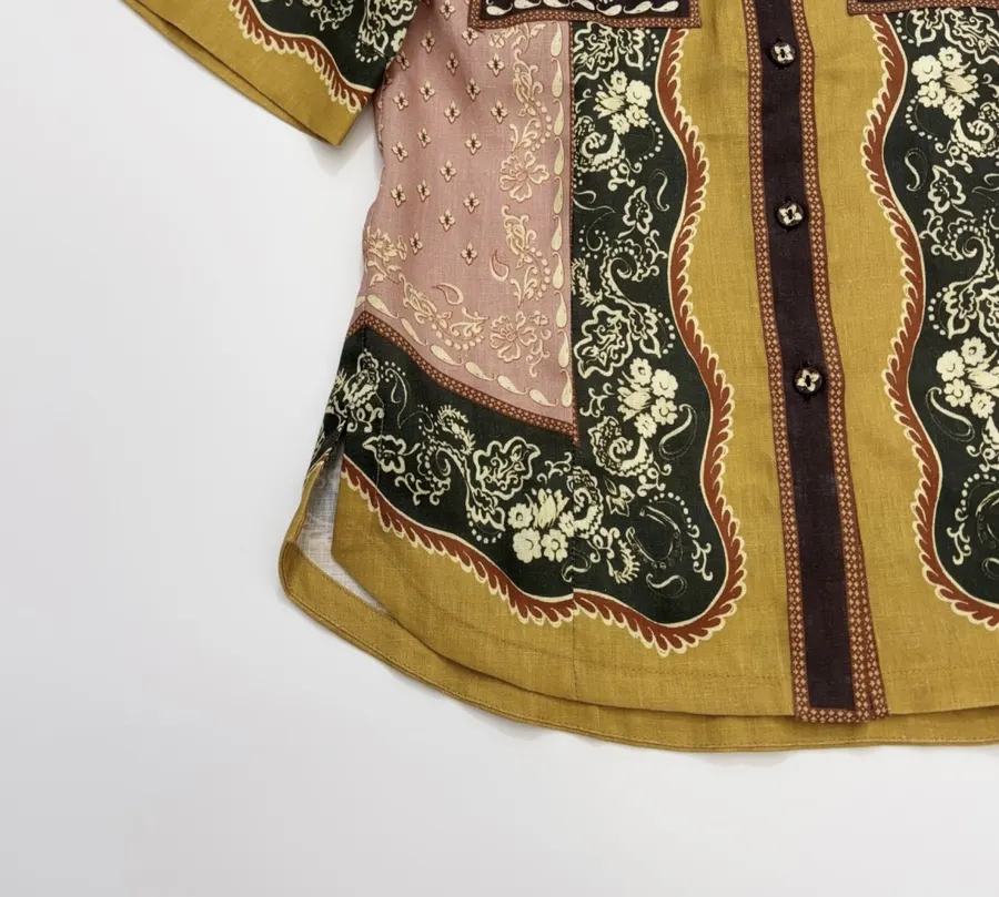ALEMAIS Contrast-print short-sleeve shirt in As Shown, product view 08
