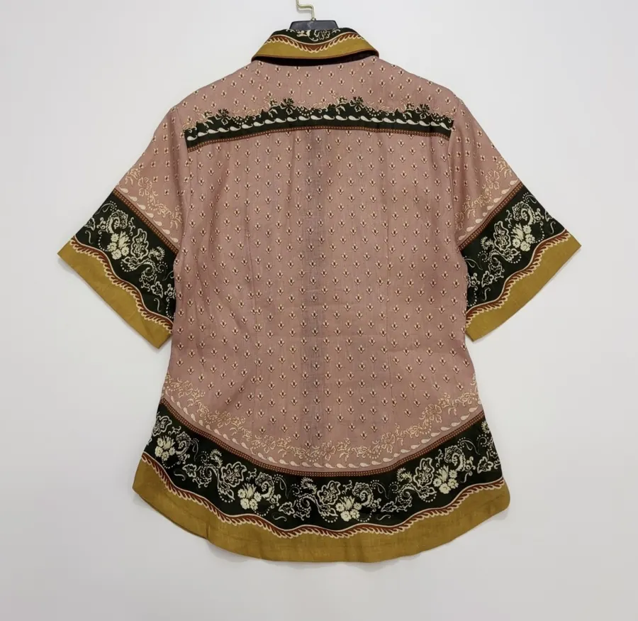 ALEMAIS Contrast-print short-sleeve shirt in As Shown, product view 12