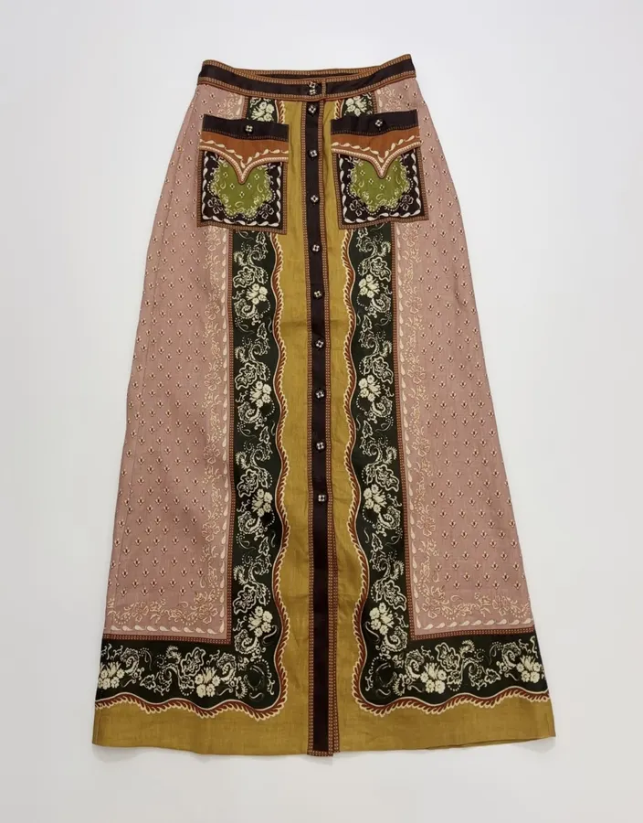 ALEMAIS Contrast-print skirt in As Shown, product view 01
