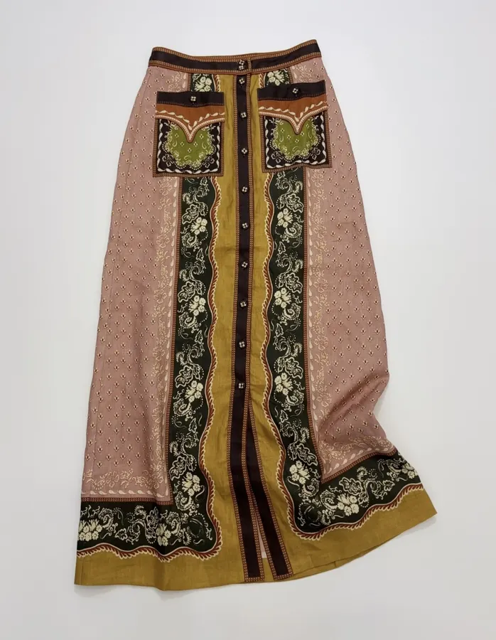 ALEMAIS Contrast-print skirt in As Shown, product view 02