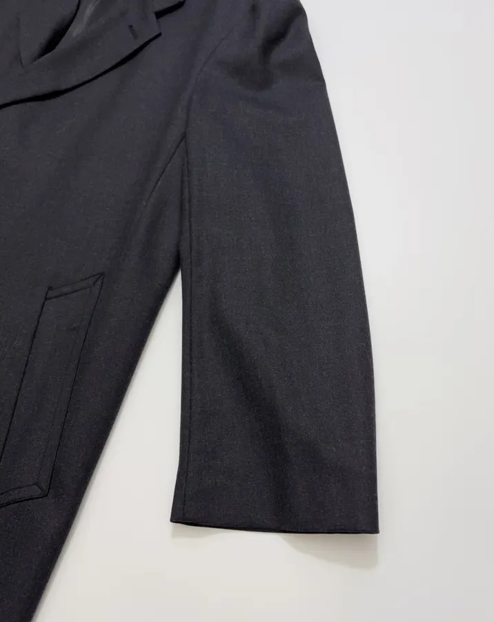 Dark Navy Single-Breasted Tailored Maxi Coat in Dark Navy, product view 04