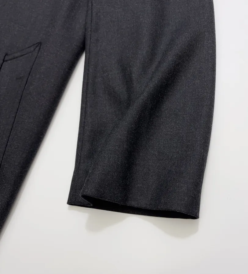 Dark Navy Single-Breasted Tailored Maxi Coat in Dark Navy, product view 05
