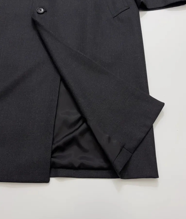 Dark Navy Single-Breasted Tailored Maxi Coat in Dark Navy, product view 11