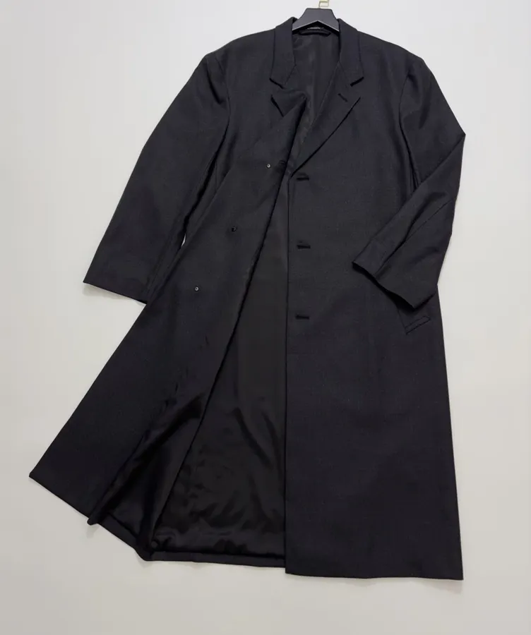 Dark Navy Single-Breasted Tailored Maxi Coat in Dark Navy, product view 12