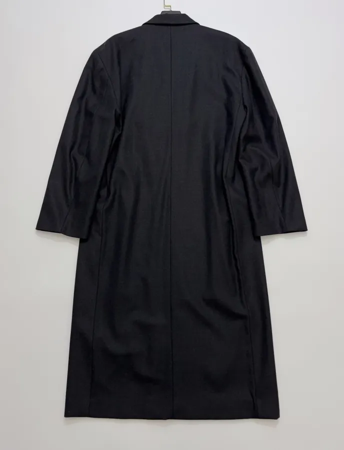 Dark Navy Single-Breasted Tailored Maxi Coat in Dark Navy, product view 16