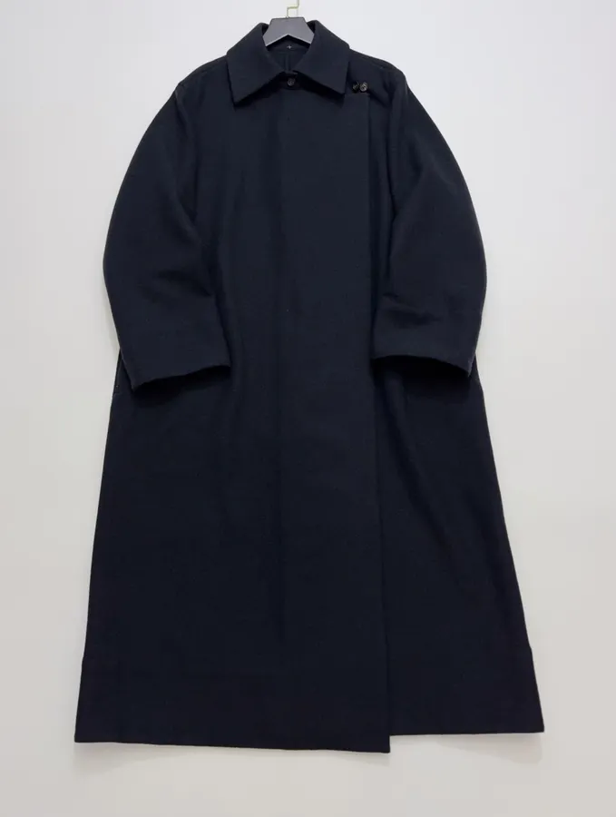 YOEY Navy Belted Short-Sleeve Long Coat in Navy, product view 02