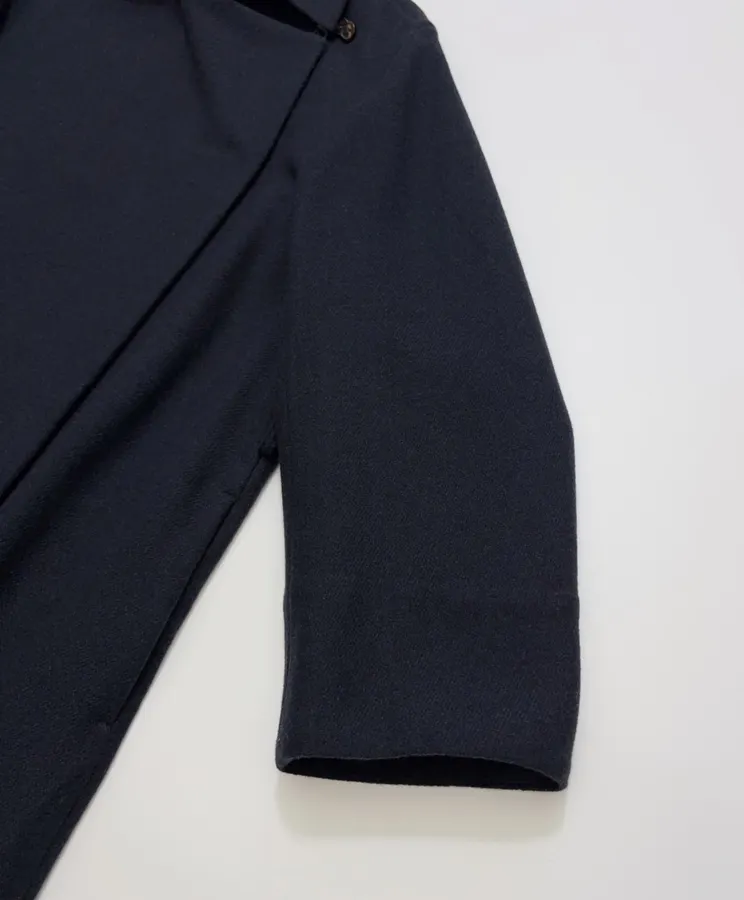 YOEY Navy Belted Short-Sleeve Long Coat in Navy, product view 07