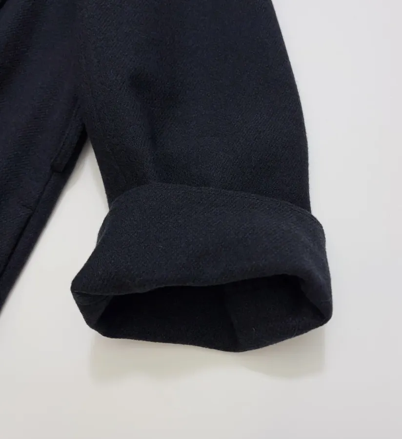 YOEY Navy Belted Short-Sleeve Long Coat in Navy, product view 08