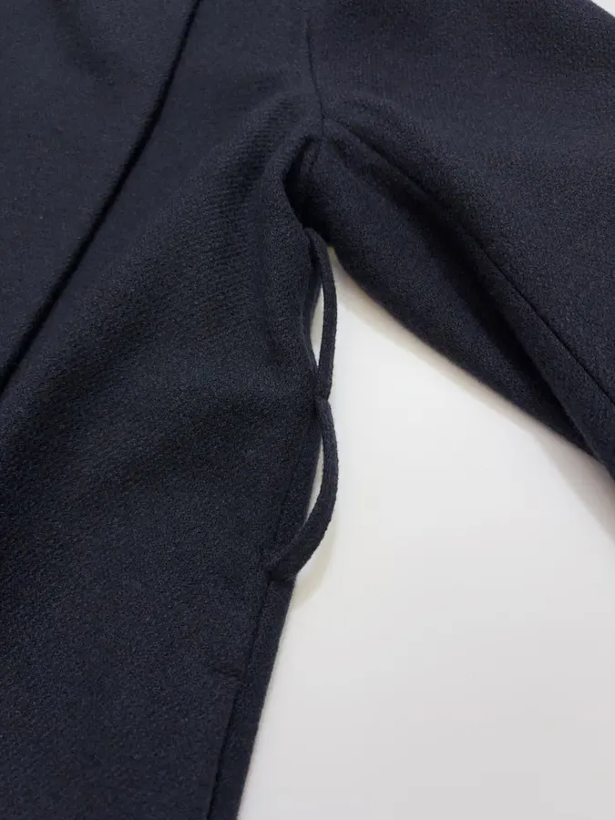 YOEY Navy Belted Short-Sleeve Long Coat in Navy, product view 10