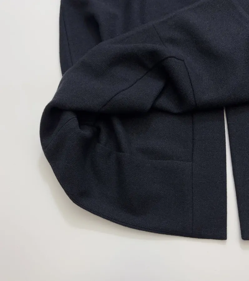 YOEY Navy Belted Short-Sleeve Long Coat in Navy, product view 13
