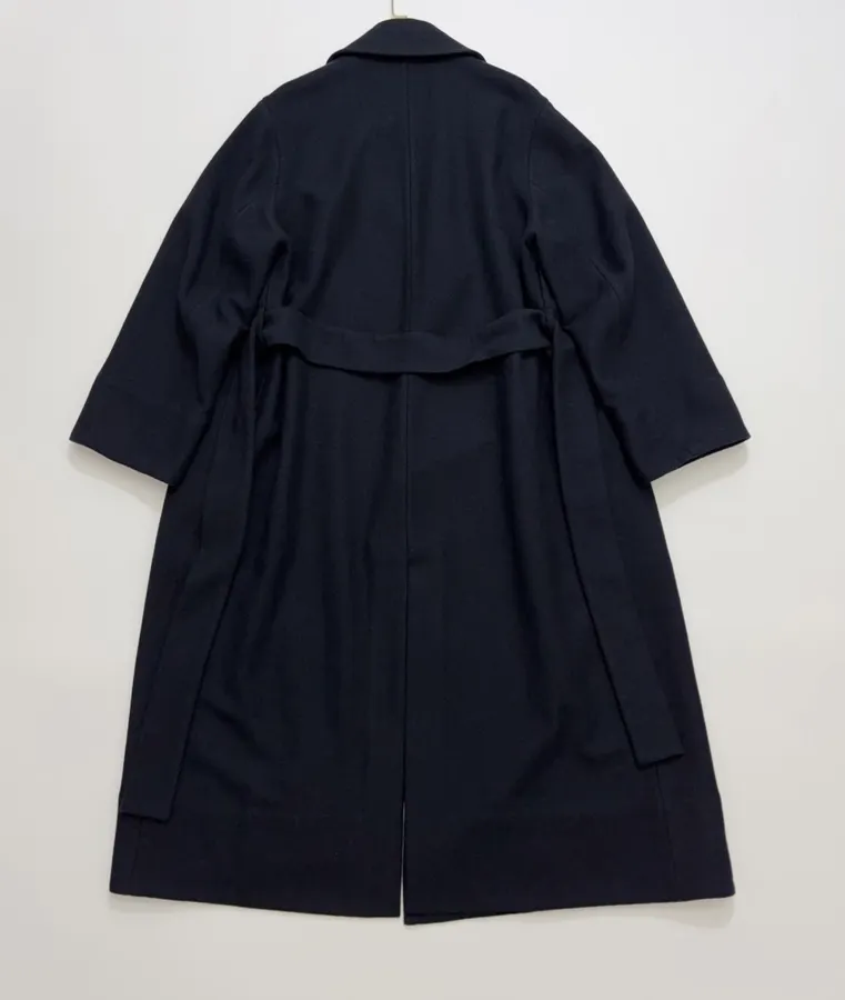 YOEY Navy Belted Short-Sleeve Long Coat in Navy, product view 15
