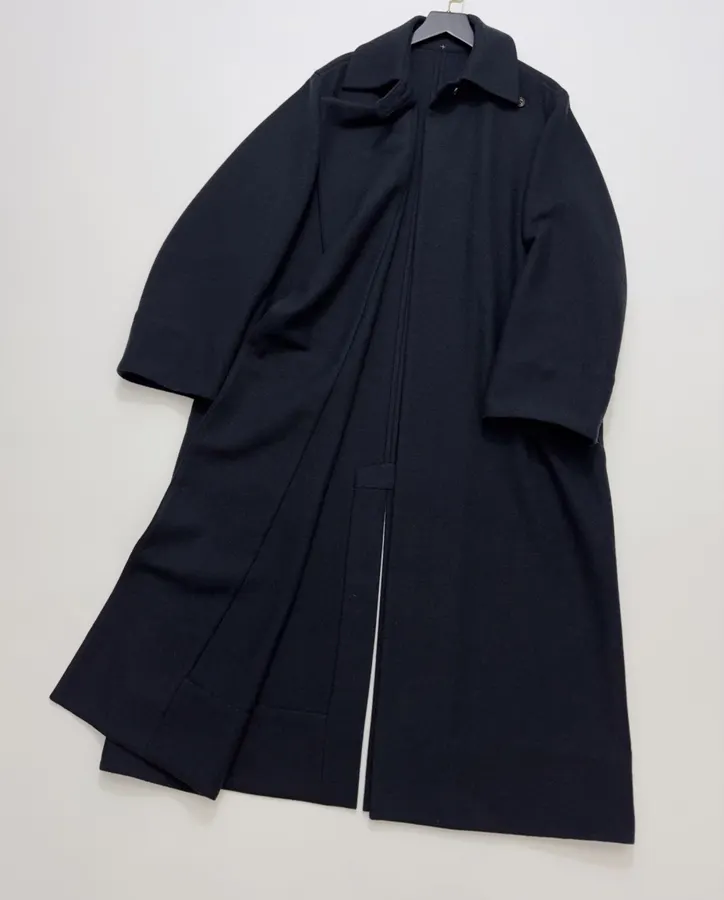 YOEY Navy Belted Short-Sleeve Long Coat in Navy, product view 16