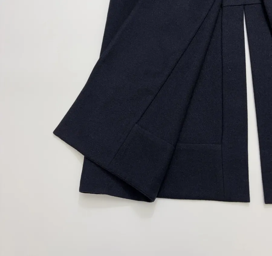 YOEY Navy Belted Short-Sleeve Long Coat in Navy, product view 18