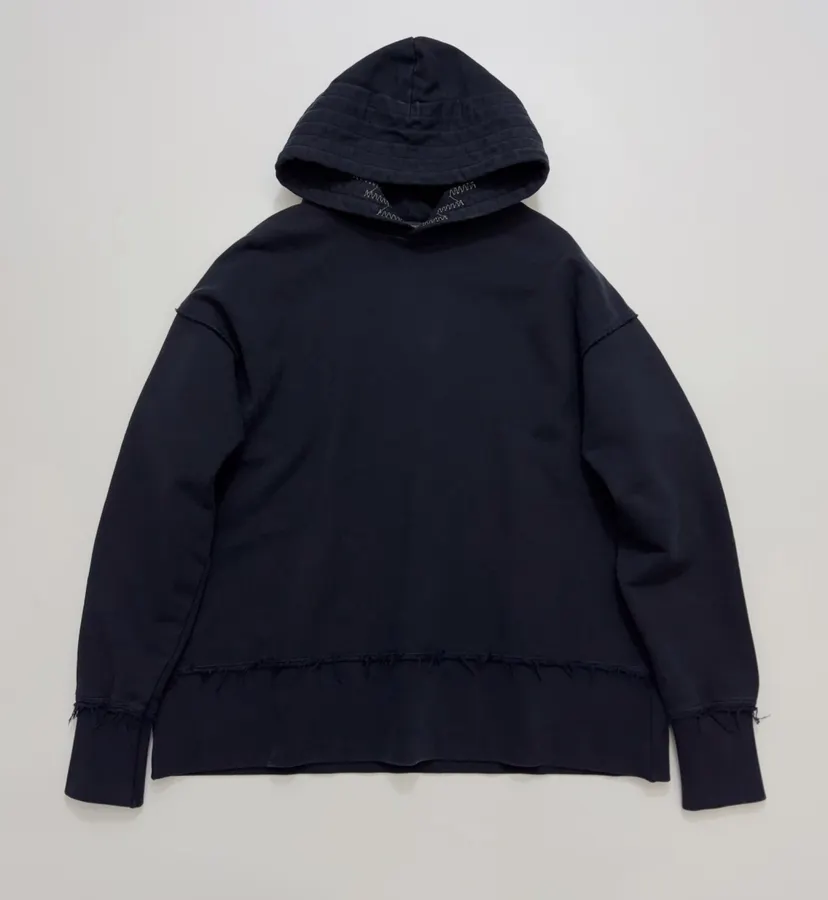 Oversized hoodie with layered brim and raw-edge detailing in As Shown, product view 01