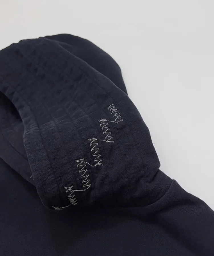Oversized hoodie with layered brim and raw-edge detailing in As Shown, product view 04