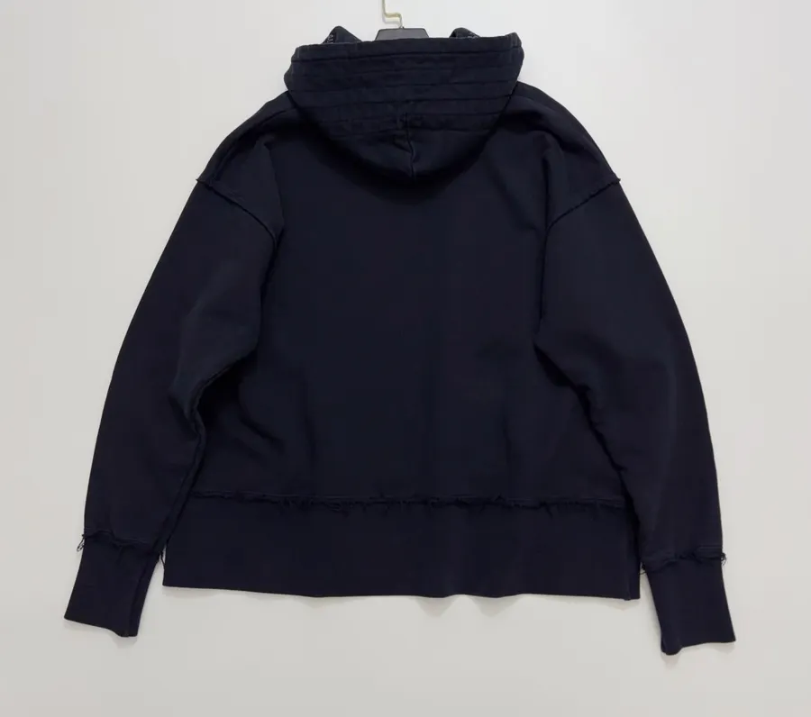 Oversized hoodie with layered brim and raw-edge detailing in As Shown, product view 14