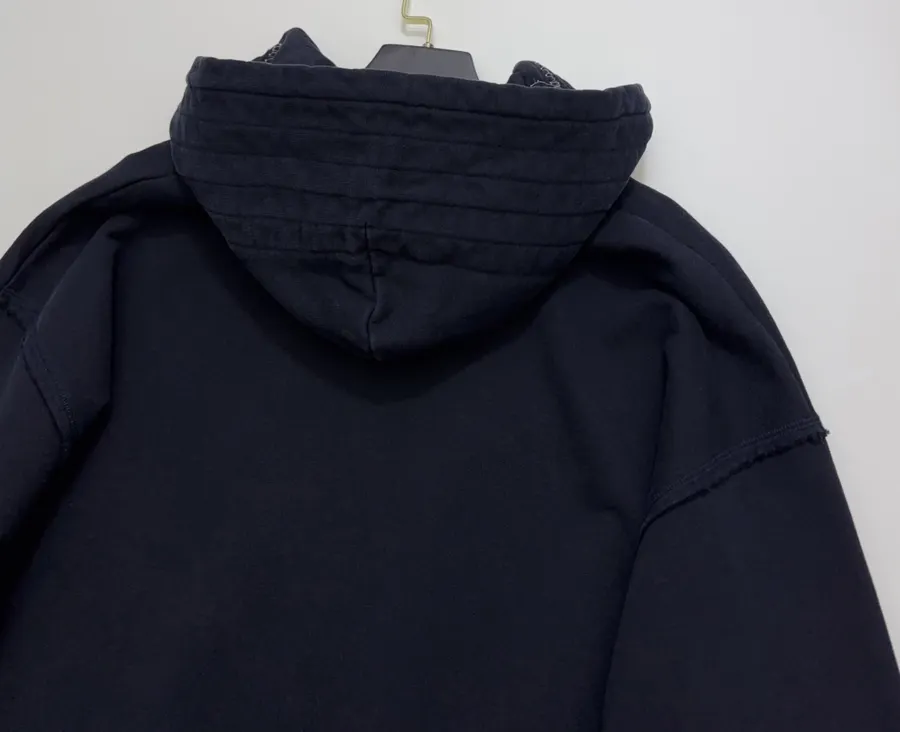 Oversized hoodie with layered brim and raw-edge detailing in As Shown, product view 15
