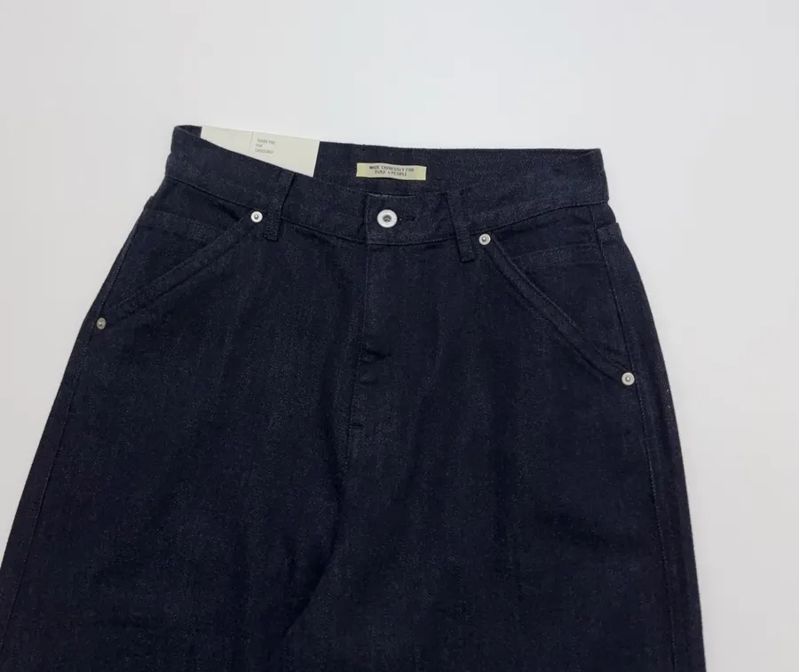 Minimalist retro dark-blue tailored wide-leg jeans with patch pockets in Navy, product view 03