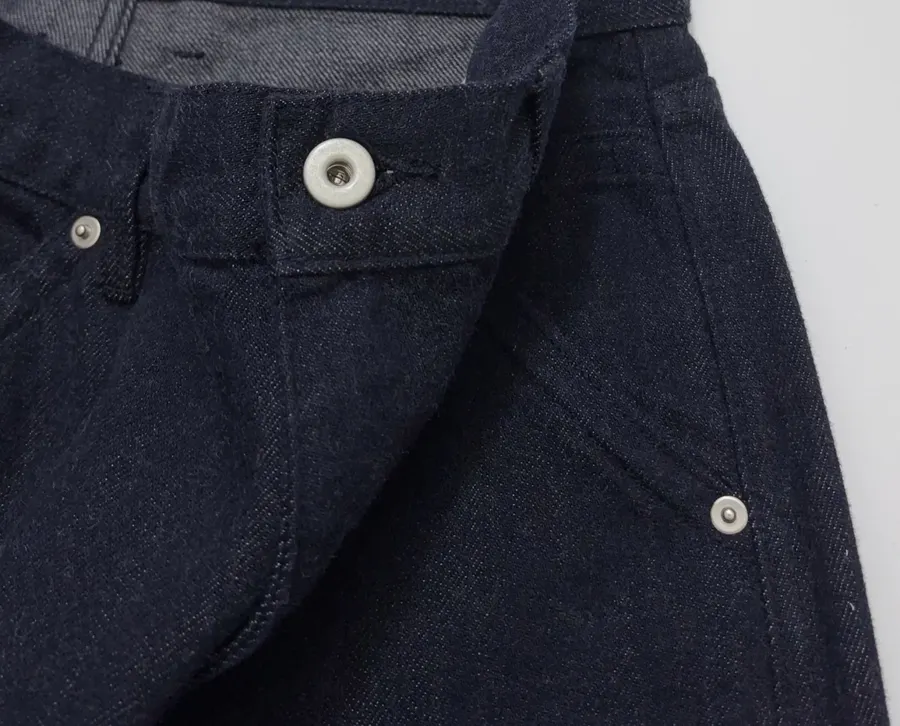 Minimalist retro dark-blue tailored wide-leg jeans with patch pockets in Navy, product view 05