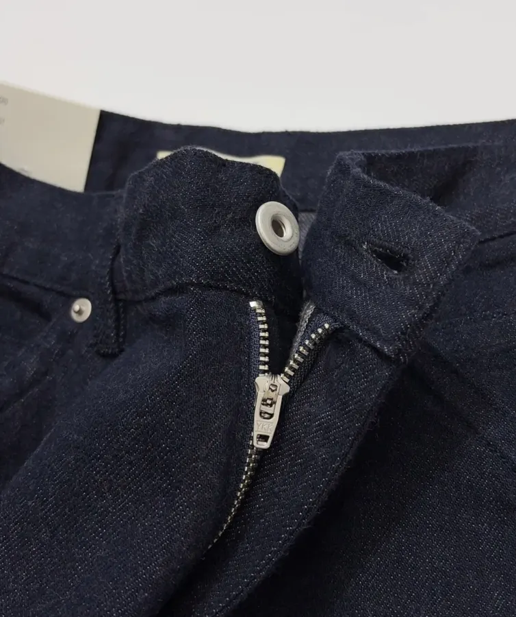 Minimalist retro dark-blue tailored wide-leg jeans with patch pockets in Navy, product view 06