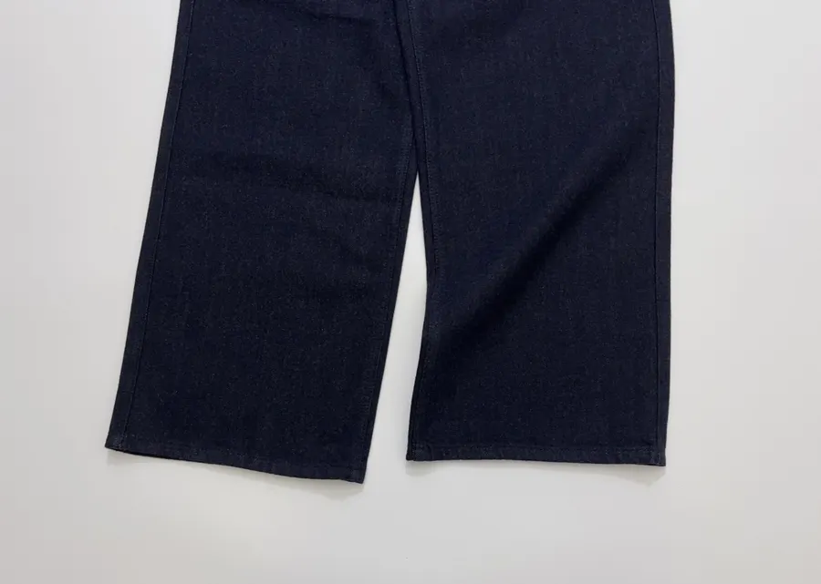 Minimalist retro dark-blue tailored wide-leg jeans with patch pockets in Navy, product view 08